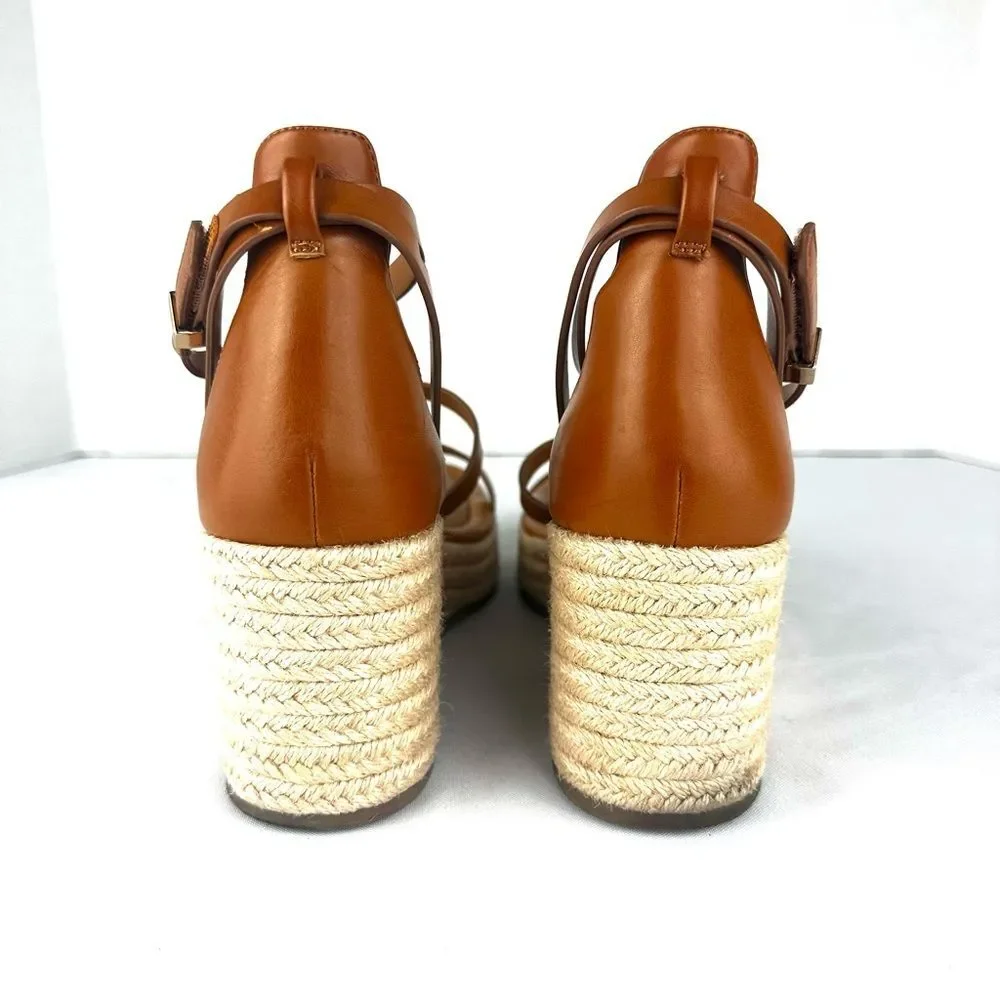Franco Sarto Pana Platform Wedge brown Open toe Strappy Sandal Sz 8.5